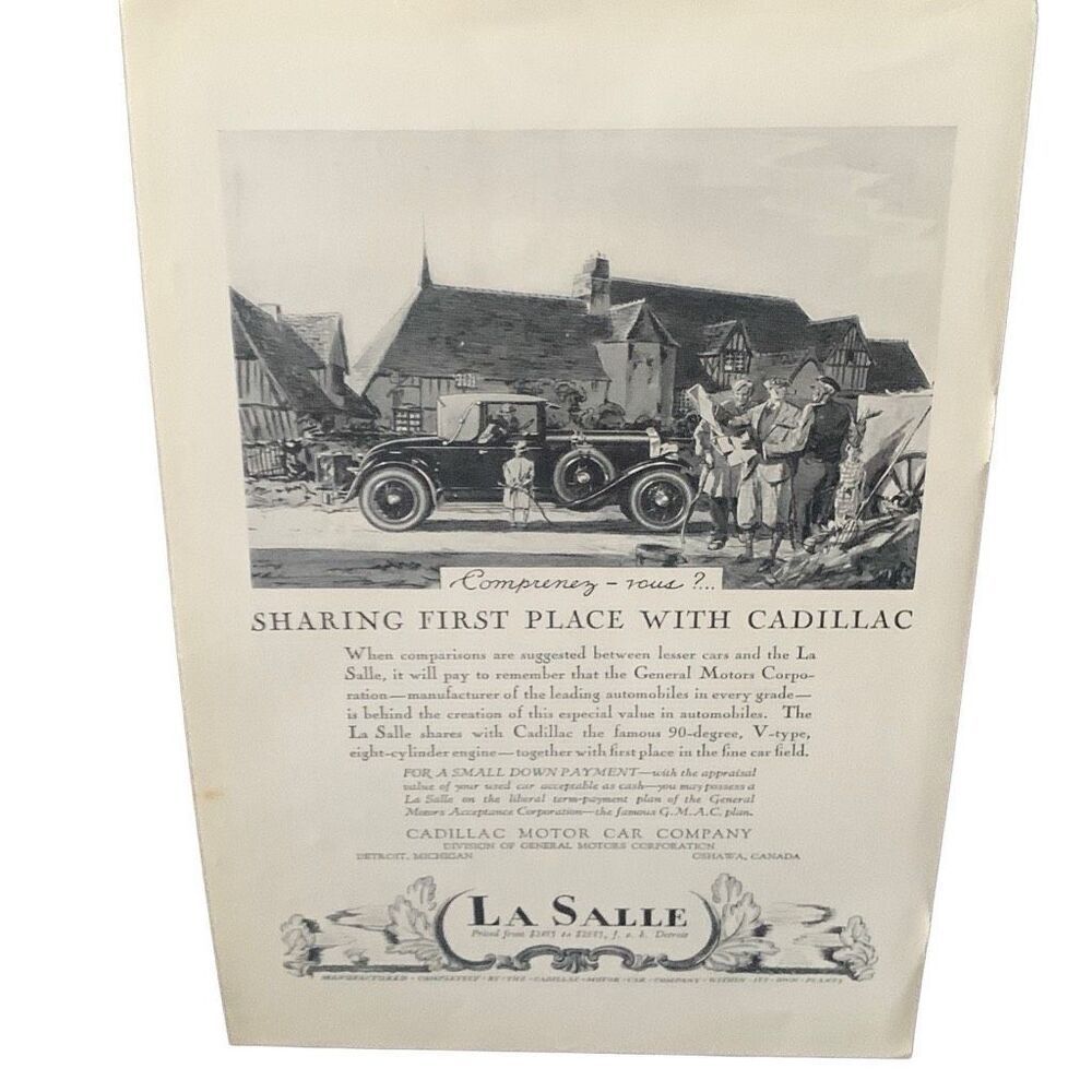Vintage 1927 LaSalle Sharing First Place With Cadillac Ad Advertisment